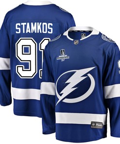 Tampa Bay Lightning Steven Stamkos 91 Home 2022 Stanley Cup Champions Breakaway Men Jersey - Blue