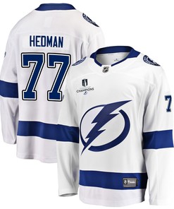 Tampa Bay Lightning Victor Hedman 77 Away 2022 Stanley Cup Champions Breakaway Men Jersey - White