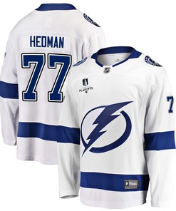Tampa Bay Lightning Victor Hedman 77 Away 2022 Stanley Cup Playoffs Breakaway Men Jersey - White