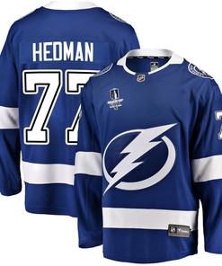 Tampa Bay Lightning Victor Hedman 77 Home 2022 Stanley Cup Final Breakaway Men Jersey - Blue