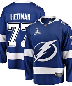 Tampa Bay Lightning Victor Hedman 77 Home 2022 Stanley Cup Playoffs Breakaway Men Jersey - Blue