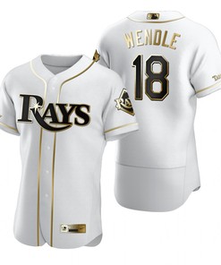 Tampa Bay Rays #18 Joey Wendle Mlb Golden Brandedition White Jersey Gift For Rays Fans