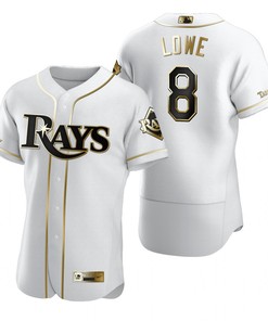Tampa Bay Rays #8 On Lowe Mlb Golden Brandedition White Jersey Gift For Rays Fans