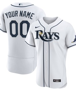 Tampa Bay Rays Home Authentic Custom Jersey - White Custom Jerseys Mlb