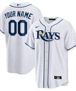 Tampa Bay Rays Home Replica Custom Jersey - White Custom Jerseys Mlb