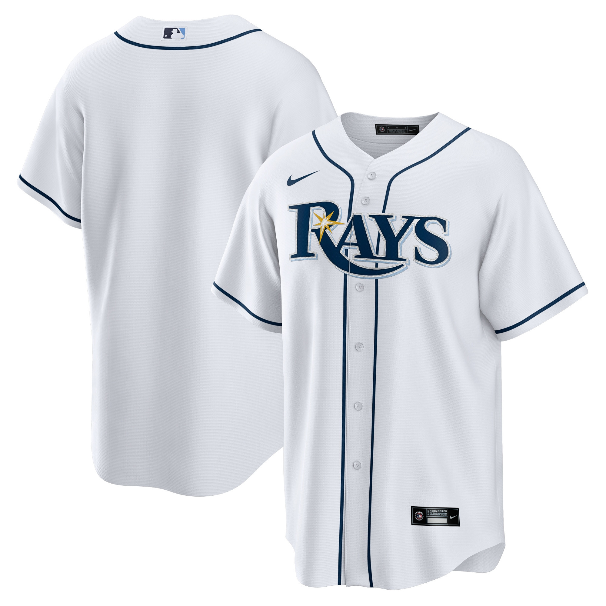 Tampa Bay Rays Home Replica Team Jersey - White Mlb Ver 1
