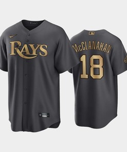 Tampa Bay Rays Shane McClanahan 18 2022-23 All-Star Game AL Charcoal Jersey