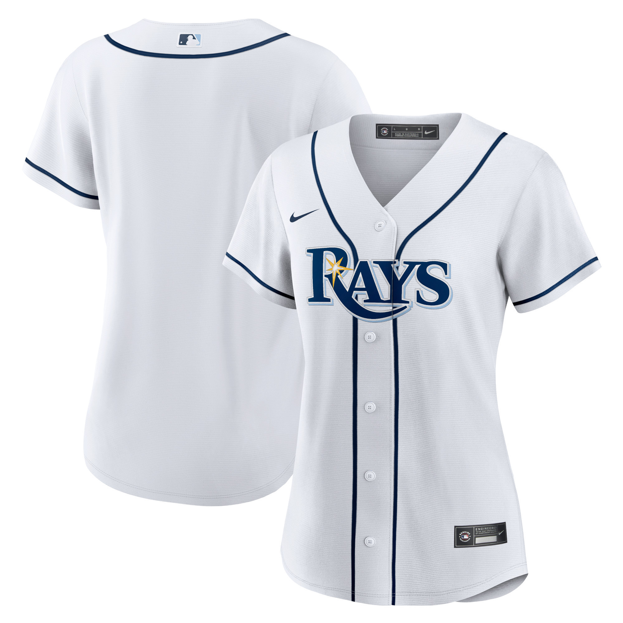 Tampa Bay Rays Womens Home Blank Replica Jersey - White Mlb