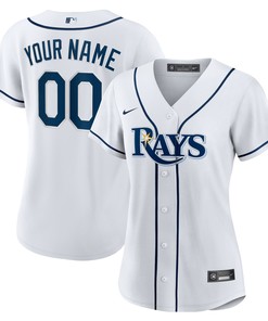 Tampa Bay Rays Womens Home Replica Custom Jersey - White Custom Jerseys Mlb