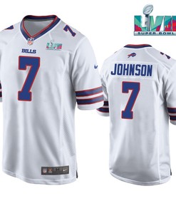 Taron Johnson 7 Buffalo Bills Super Bowl LVII Away Player Men Jersey - White Jersey