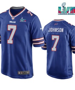 Taron Johnson 7 Buffalo Bills Super Bowl LVII Logo Game Player Men Jersey - Royal Jersey
