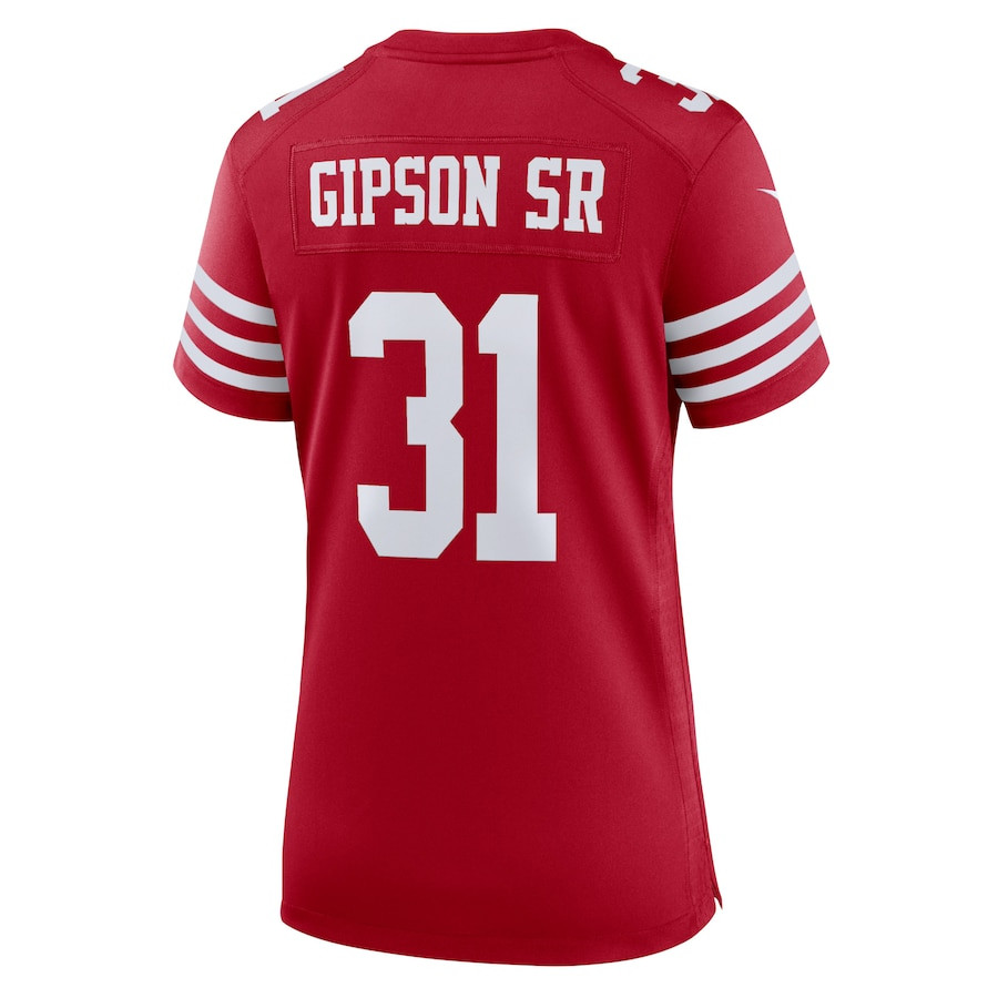 Tashaun Gipson Sr. 31 San Francisco 49ers Women's Home Game Player Jersey - Scarlet