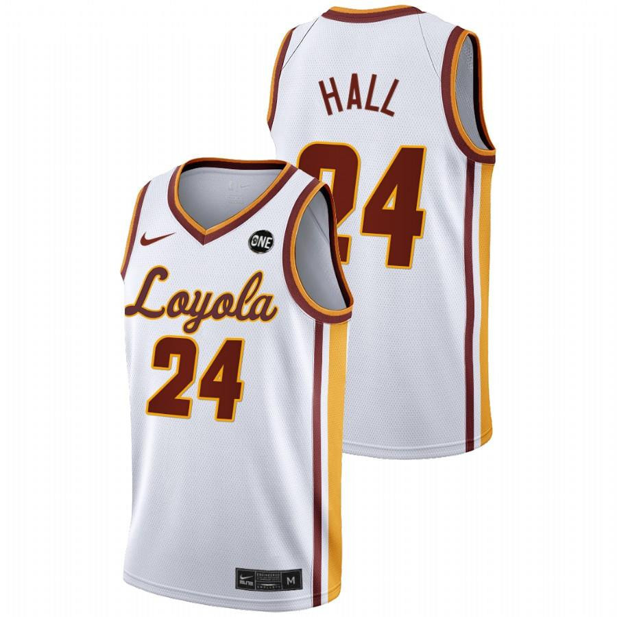 Tate Hall 24 White Loyola Ramblers 2022 College Basketball MVC Championship Jersey