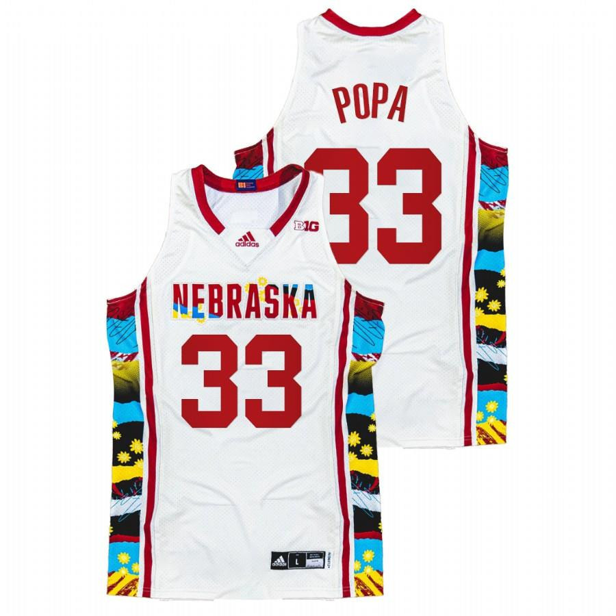 Tatiana Popa 33 White Nebraska Cornhuskers 2022 Sunflower BHM Honoring Black Excellence Jersey