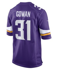 Tay Gowan 31 Minnesota Vikings Home Game Player Jersey - Purple