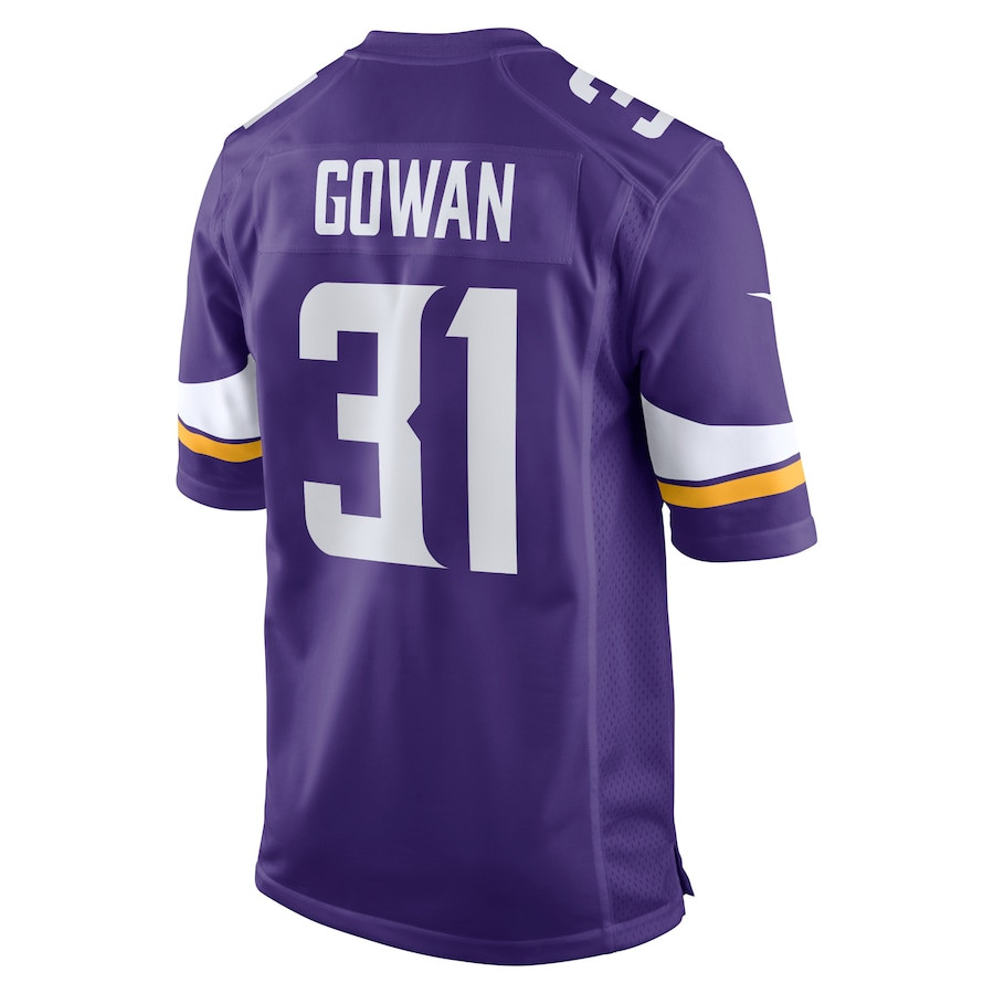 Tay Gowan 31 Minnesota Vikings Home Game Player Jersey - Purple