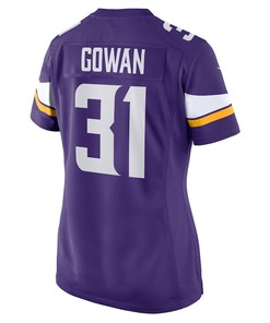 Tay Gowan 31 Minnesota Vikings Women's Home Game Player Jersey - Purple