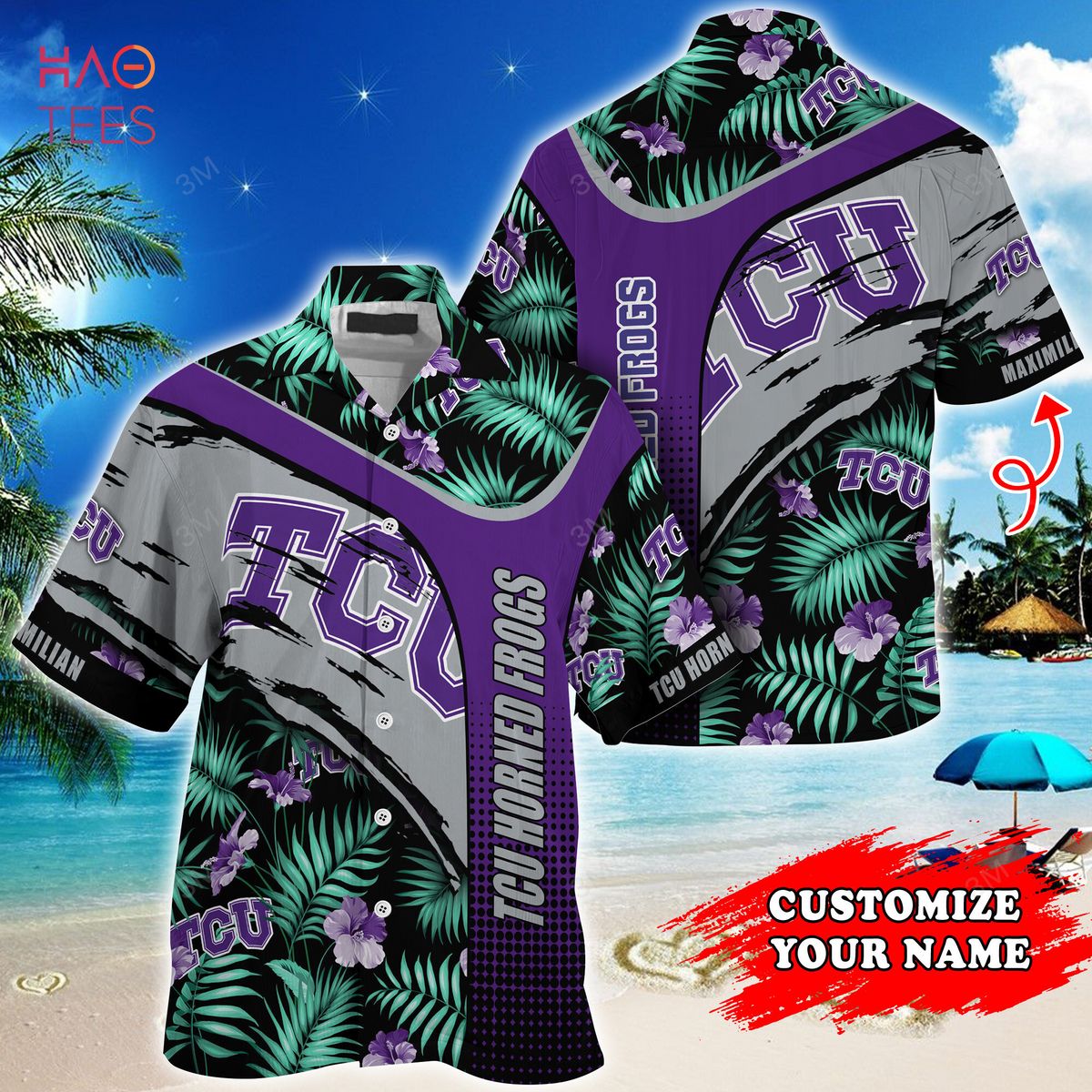 Tcu Horned Frogs Customized Summer Hawaiian Shirt, With Tropical Pattern for Fans