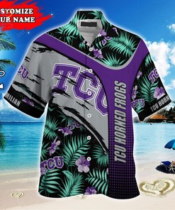 Tcu Horned Frogs Customized Summer Hawaiian Shirt, With Tropical Pattern for Fans