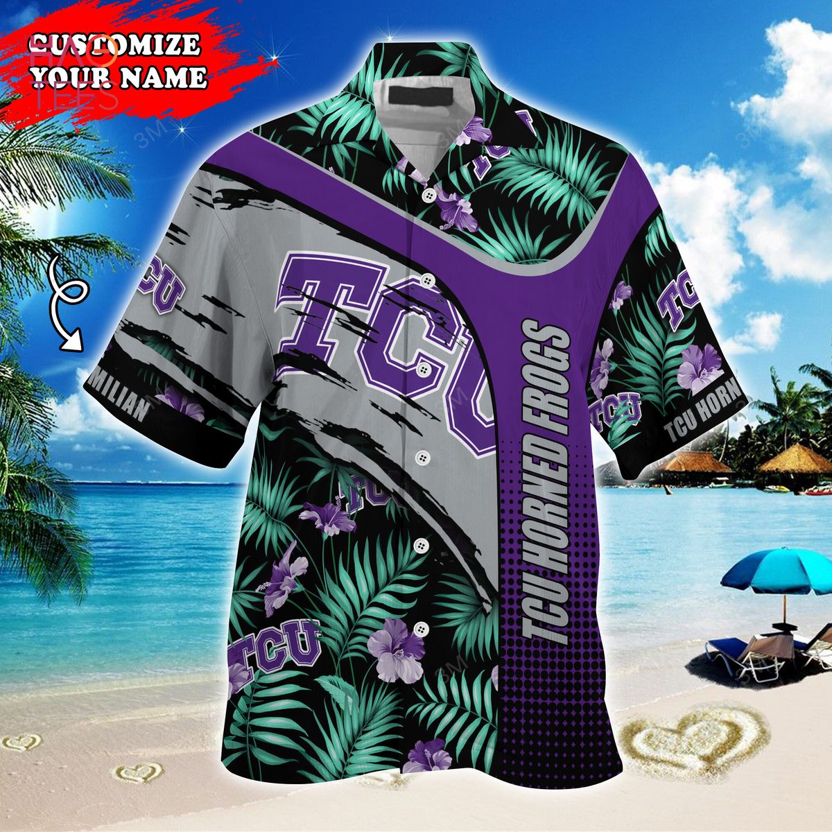 Tcu Horned Frogs Customized Summer Hawaiian Shirt, With Tropical Pattern for Fans