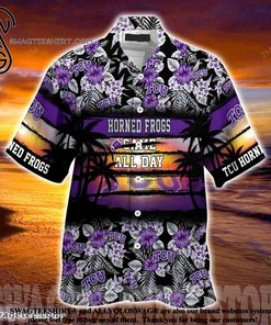 Tcu Horned Frogs Hibiscus Pattern for Sports Fan Summer Beach Hawaiian Shirt