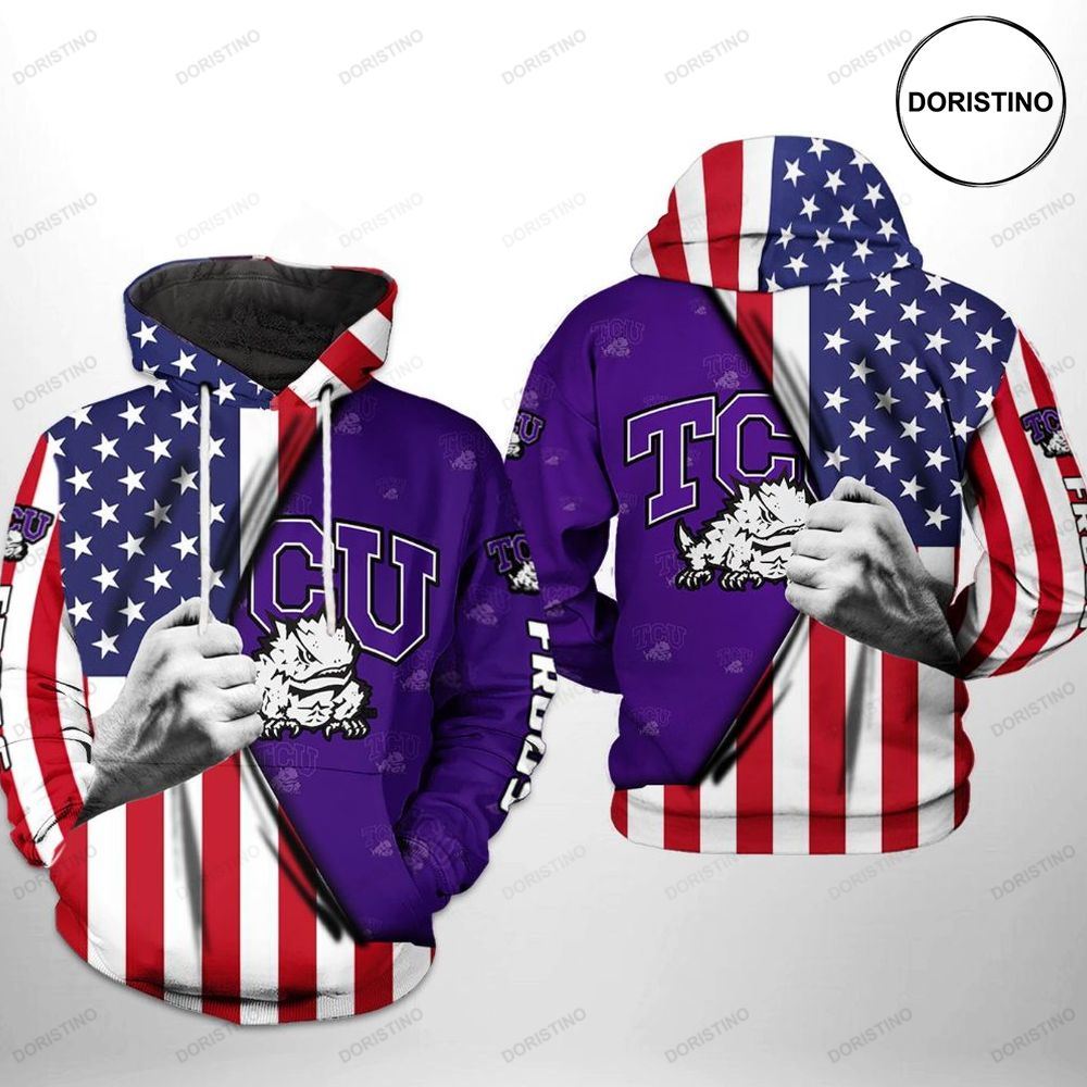 Tcu Horned Frogs NCAA US Flag 3D Hoodie