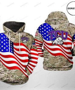 Tcu Horned Frogs NCAA US Flag Camo Veteran Awesome 3D Hoodie