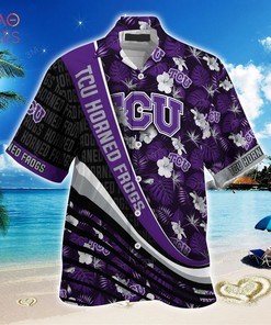 Tcu Horned Frogs Summer Hawaiian Shirt, With Tropical Flower Pattern for Fans