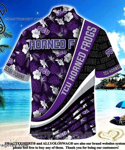 Tcu Horned Frogs With Tropical Flower Pattern Summer Beach Hawaiian Shirt