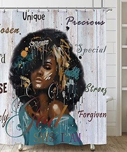 Teal Beauty African American Woman Shower Curtain - Inspiring Bathroom Decor