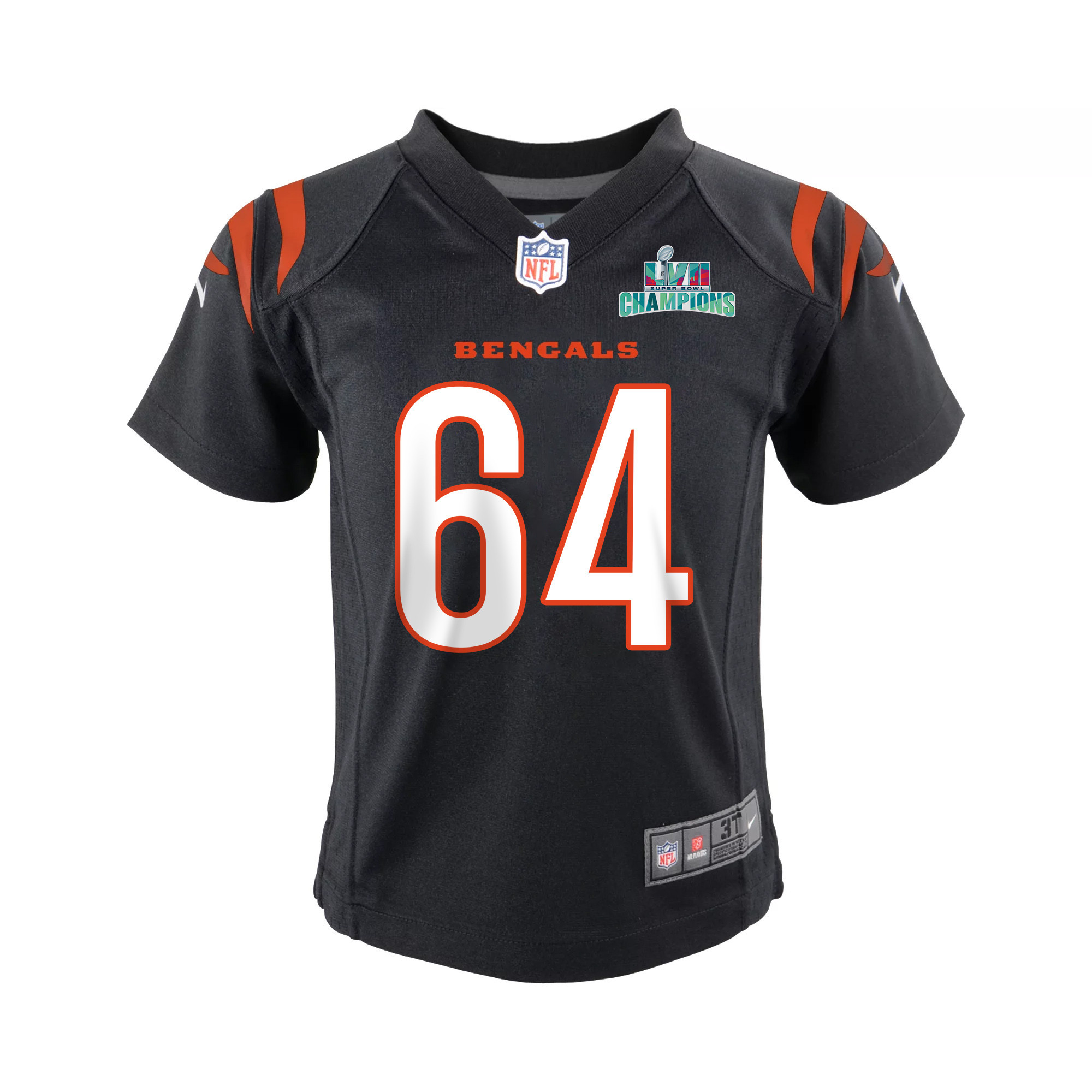 Ted Karras 64 Cincinnati Bengals Super Bowl LVII Champions Youth Game Jersey - Black