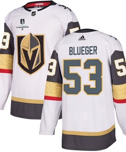 Teddy Blueger 53 Vegas Golden Knights Stanley Cup 2023 Champions Patch Away Breakaway Men Jersey - White