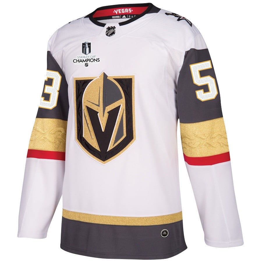 Teddy Blueger 53 Vegas Golden Knights Stanley Cup 2023 Champions Patch Away Breakaway Men Jersey - White