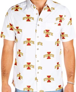 Tellum And Chop Mens Iowa State Cyclones Hawaiian Button Down Floral Shirt