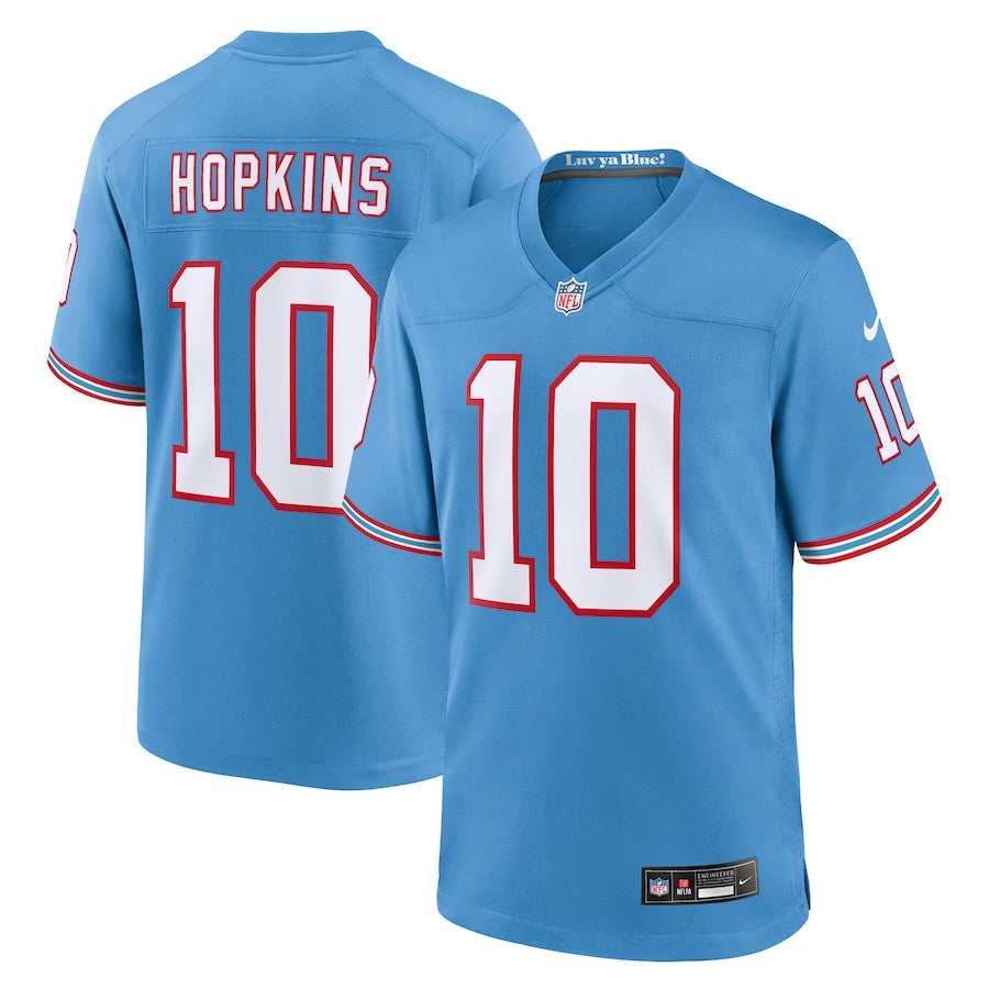 Tennessee Titans #10 Deandre Hopkins Oilers Throwback Player Game Jersey - Light Blue