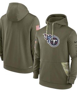 Tennessee Titans 2022 Salute to Service Therma Performance Pullover Men Hoodie - Olive