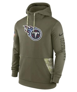 Tennessee Titans 2022 Salute to Service Therma Performance Pullover Men Hoodie - Olive
