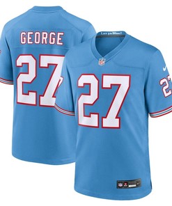 Tennessee Titans #27 Eddie George Oilers Throwback Retired Player Game Jersey - Light Blue