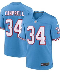 Tennessee Titans #34 Earl Campbell Oilers Throwback Retired Player Game Jersey - Light Blue