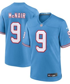 Tennessee Titans #9 Steve Mcnair Oilers Throwback Retired Player Game Jersey - Light Blue