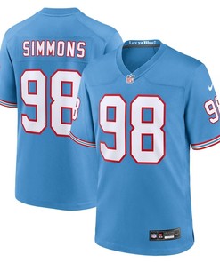 Tennessee Titans #98 Jeffery Simmons Oilers Throwback Alternate Game Player Jersey - Light Blue