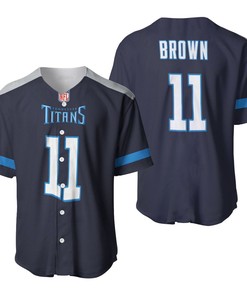 Tennessee Titans A J Brown #1 Nfl New Game Navy 2019 3d Designed Allover Gift For Titans Fans Baseball Jersey