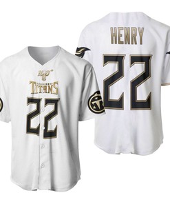 Tennessee Titans Derrick Henry #22 Nfl Great Player White 100th Season Golden Brandedition Jersey Style Gift For Titans Fans Baseball Jersey