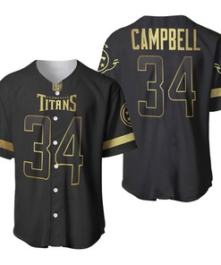 Tennessee Titans Earl Campbell #34 Nfl America Football Team Logo Black Golden Brandedition 3d Designed Allover Gift For Titans Fans Baseball Jersey