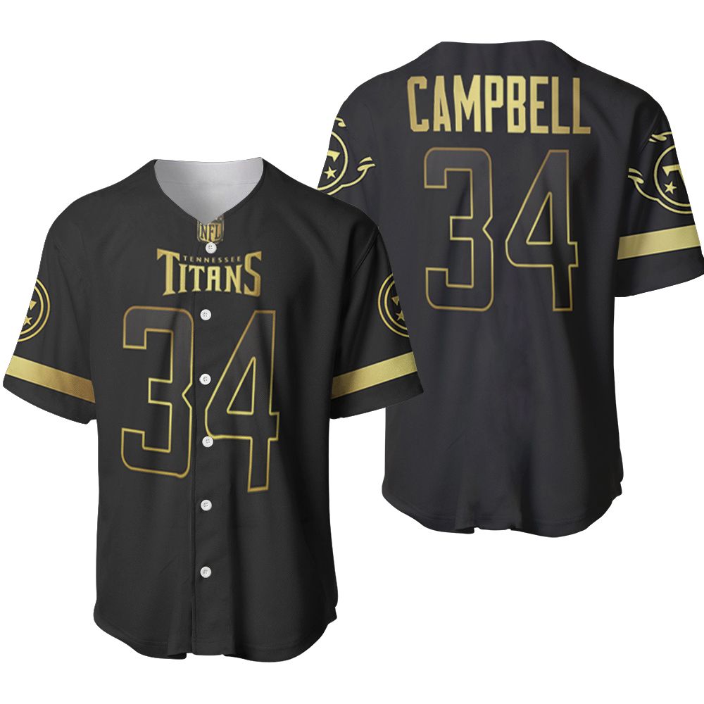 Tennessee Titans Earl Campbell #34 Nfl America Football Team Logo Black Golden Brandedition 3d Designed Allover Gift For Titans Fans Baseball Jersey