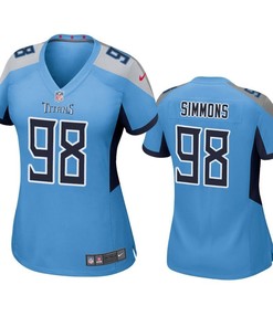 Tennessee Titans Jeffery Simmons 2019 Nfl Draft Light Blue Game Womens Jersey