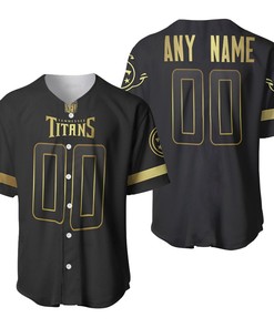 Tennessee Titans Nfl America Football Team Logo Black Golden Brandedition 3d Designed Allover Custom Gift For Titans Fans Baseball Jersey