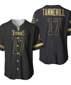 Tennessee Titans Ryan Tannehill #17 Nfl America Football Team Logo Black Golden Brandedition 3d Designed Allover Gift For Titans Fans Baseball Jersey