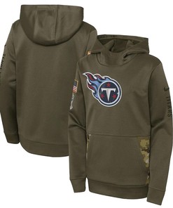 Tennessee Titans Youth 2022 Salute To Service Performance Pullover Hoodie - Olive