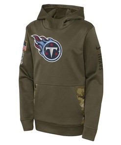 Tennessee Titans Youth 2022 Salute To Service Performance Pullover Hoodie - Olive
